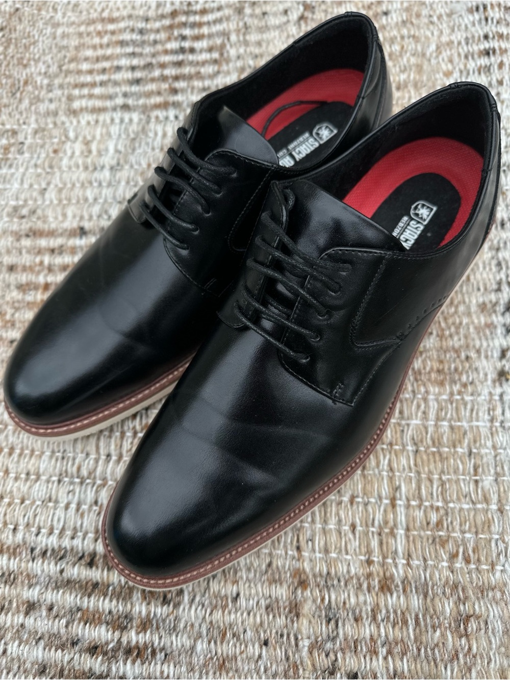 Stacy Adams Redzone Collections Black Derby Shoes with Red Insoles